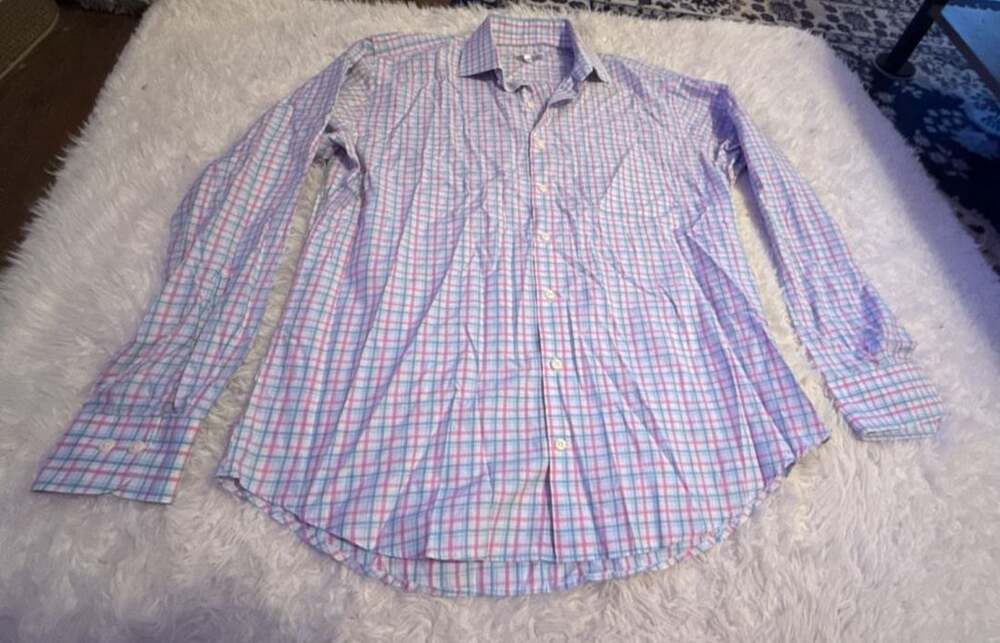 Peter Millar Men's Plaid Long Sleeve Button Up Shirt Size L